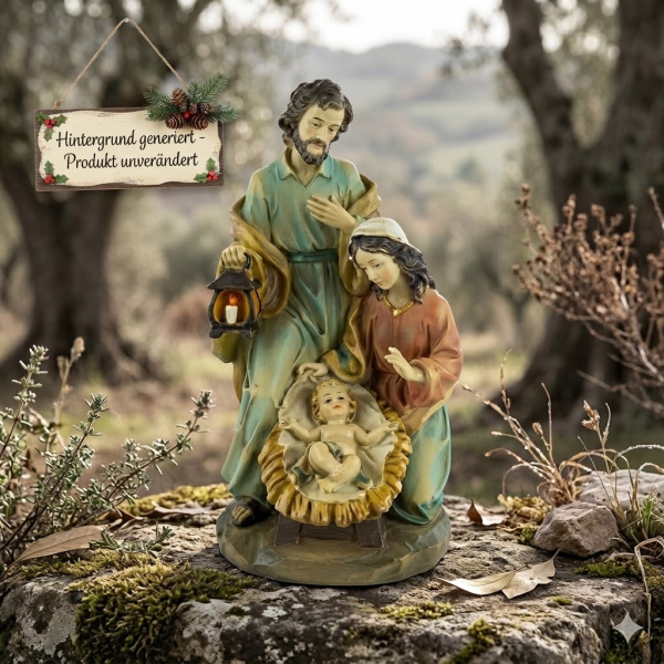 Krippenfigurenblock Heilige Familie groß, ca. 23 cm, K 030F-23